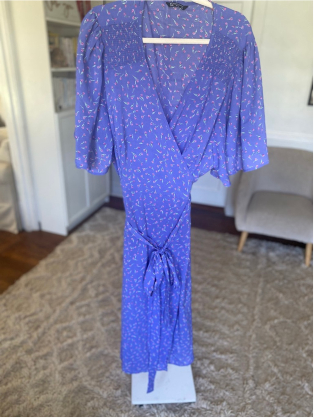 BloomChic Floral Wrap Maxi Dress Coquette Romantic Feminine Quiet Luxury Garden - Picture 2 of 10